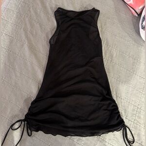 Black Mesh Swim Coverup with Side Ties